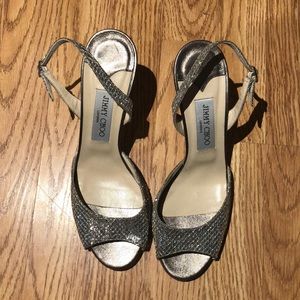 Jimmy Choo Gold Peeptoe Slingback Sandals